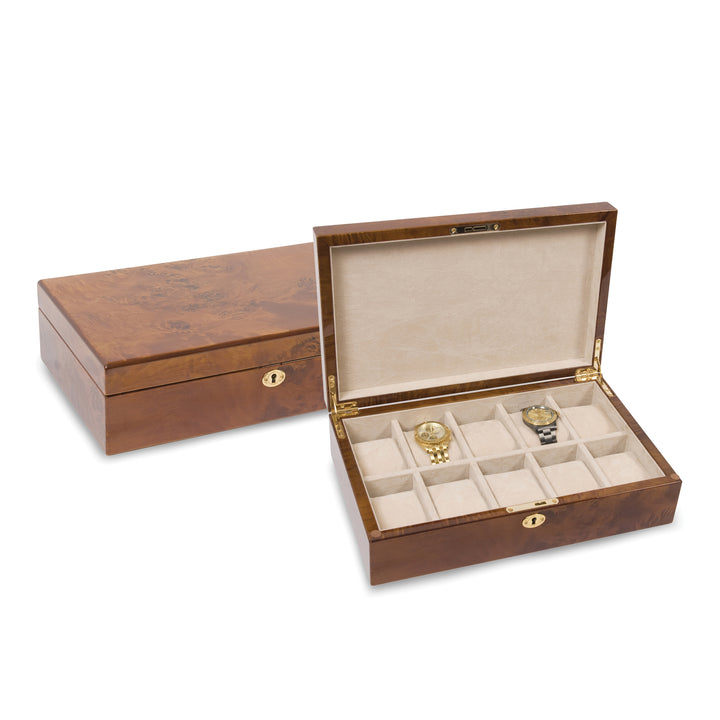 Burlwood Finish 10-watch Case