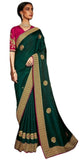 Elegant Dark Green Embroidered Art Silk Weaving Pre-Pleated Designer Traditional Sari - KJL-5211