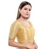 Graceful Gold Designer Indian Traditional Round Neck Saree Blouse Choli (KP-230ELB-Gold)