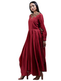 Ritu Kumar Red Embroidered Asymmetric Chanderi Kurta Dress
