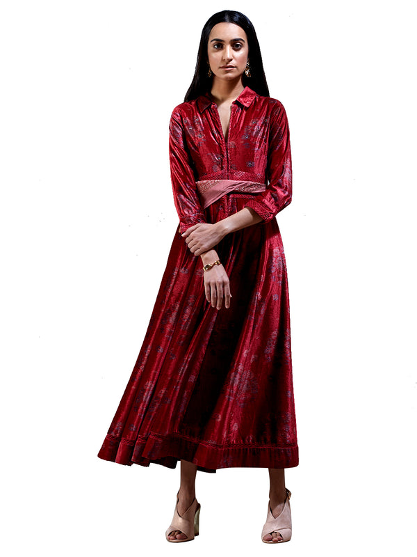 Ritu Kumar Red Floral Print Kurta Dress