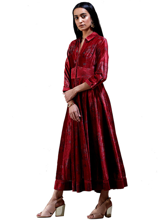 Ritu Kumar Red Floral Print Kurta Dress