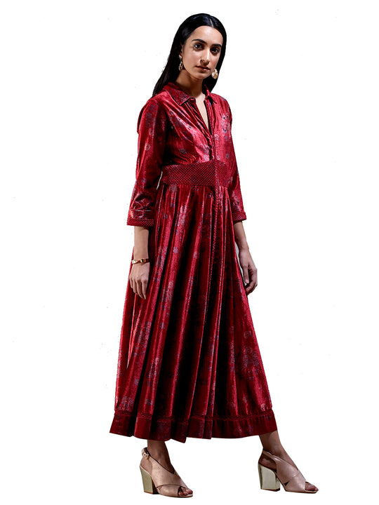 Ritu Kumar Red Floral Print Kurta Dress