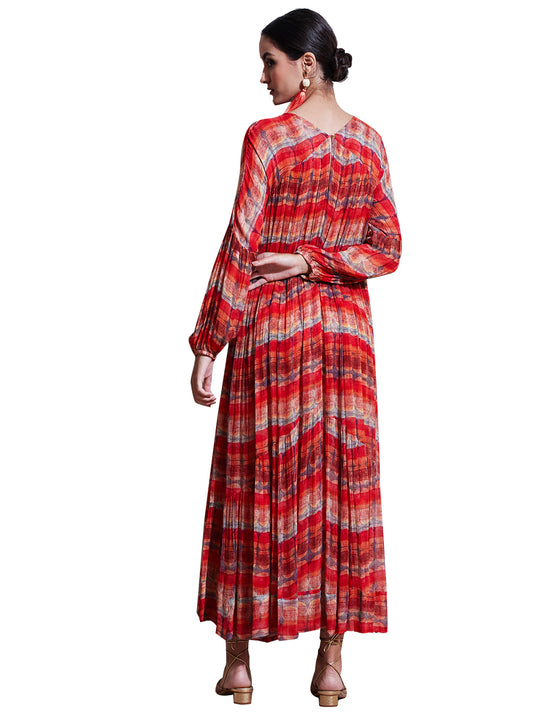 Ritu Kumar Red Geometric Print Dress