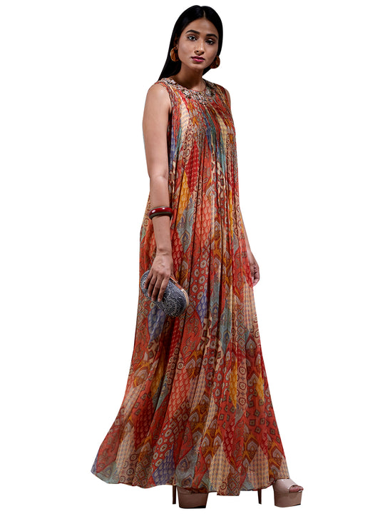 Ritu Kumar Brick Red Printed Kurta Dress