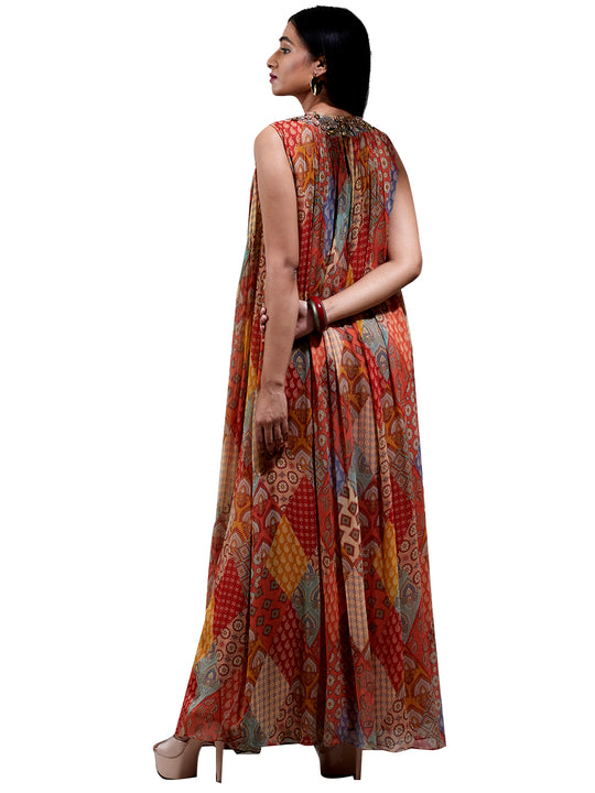 Ritu Kumar Brick Red Printed Kurta Dress