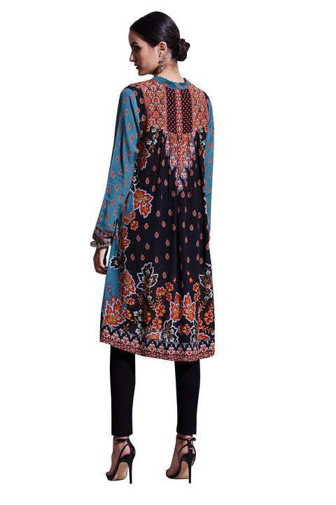 Ritu Kumar Black & Jade Printed Kurti