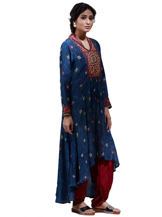 Ritu Kumar Navy Blue Mirror-Work Kurta