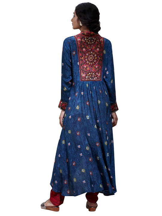 Ritu Kumar Navy Blue Mirror-Work Kurta