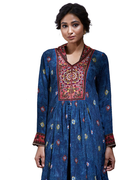 Ritu Kumar Navy Blue Mirror-Work Kurta