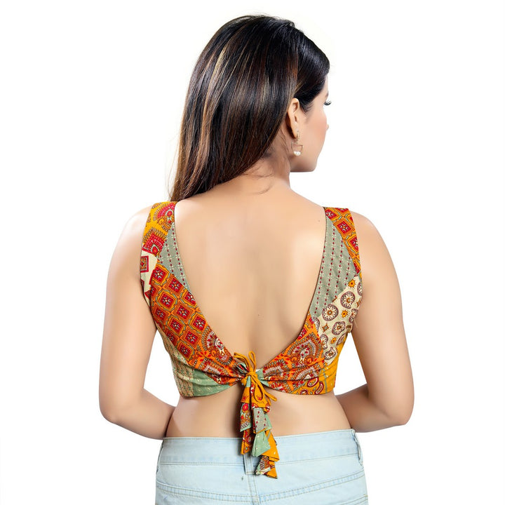 Voguish Mustard Designer Indian V-Neck Saree Blouse Choli (LEC-1491-Mu –  Saris and Things