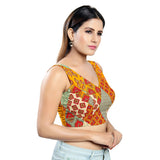 Voguish Mustard Designer Indian V-Neck Saree Blouse Choli (LEC-1491-Mustard)