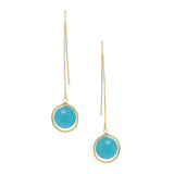 Rivka Friedman 18K Gold Clad Mint Chalcedony Crystal Round Drop Polished Threader Hook Earrings