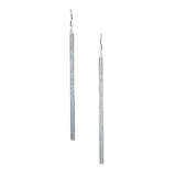 Rivka Friedman White Rhodium Clad Simulated Diamond Bar Drop Leverback Earrings