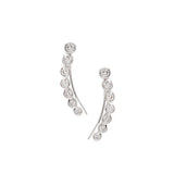 Rivka Friedman White Rhodium Clad Bezel Set Simulated Diamond Hook Earrings