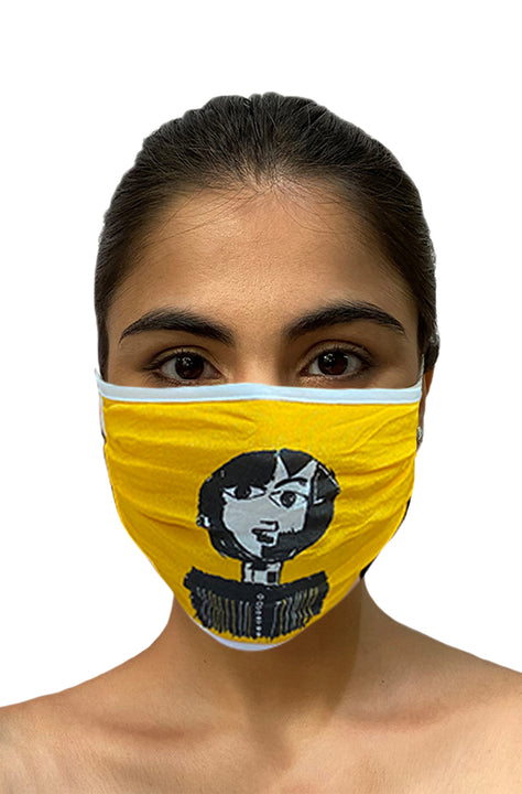 Masaba ReUsable Washable Unisex Face Mask - Double Layered Yellow Reflection Print