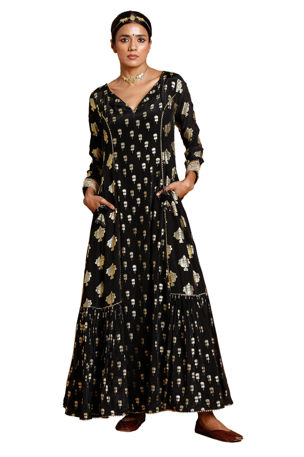 Masaba Black Fern Tiered Kurti Dress