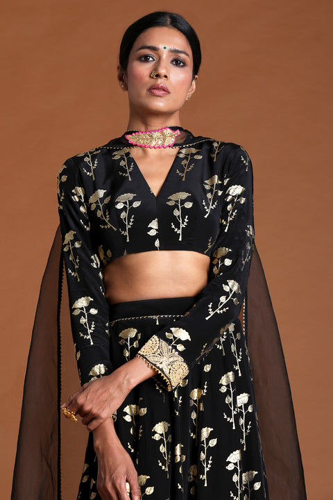 Masaba Grey Black Shooting Star Lehenga Set