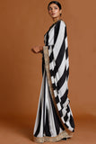Masaba Black & Ivory Stripes Embellished saree