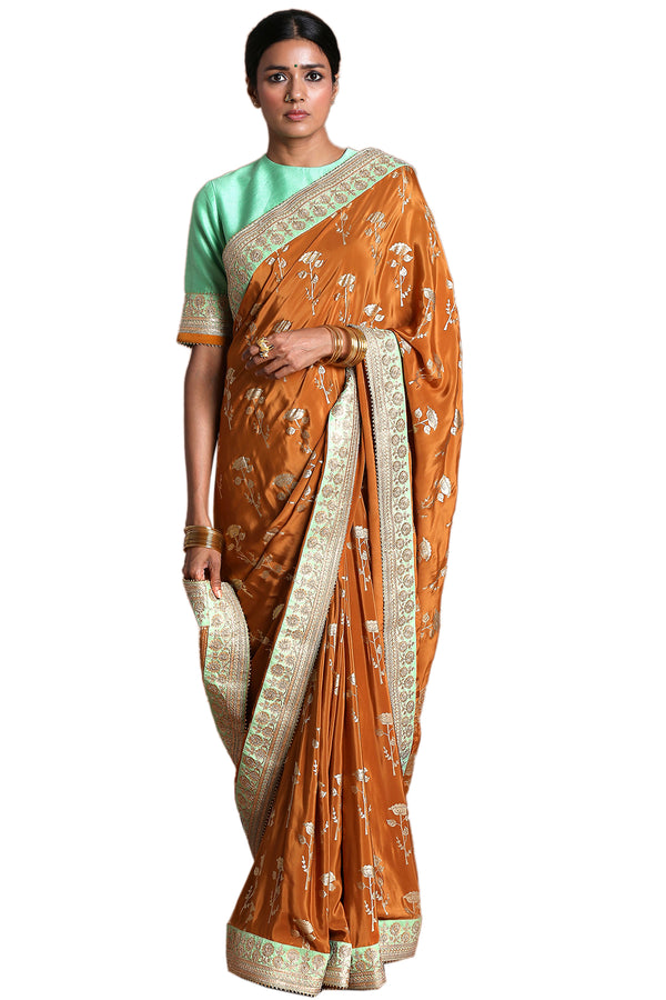 Masaba Mustard Periwinkle Saree