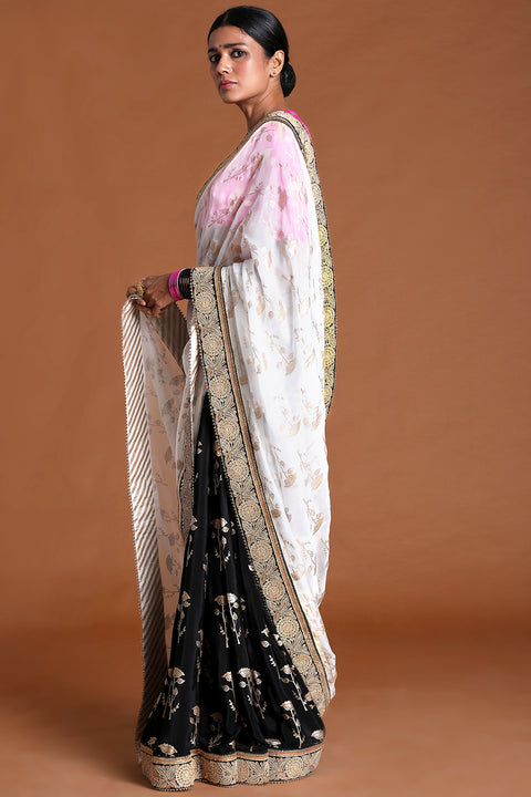 Masaba Black & Ivory Periwinkle Saree