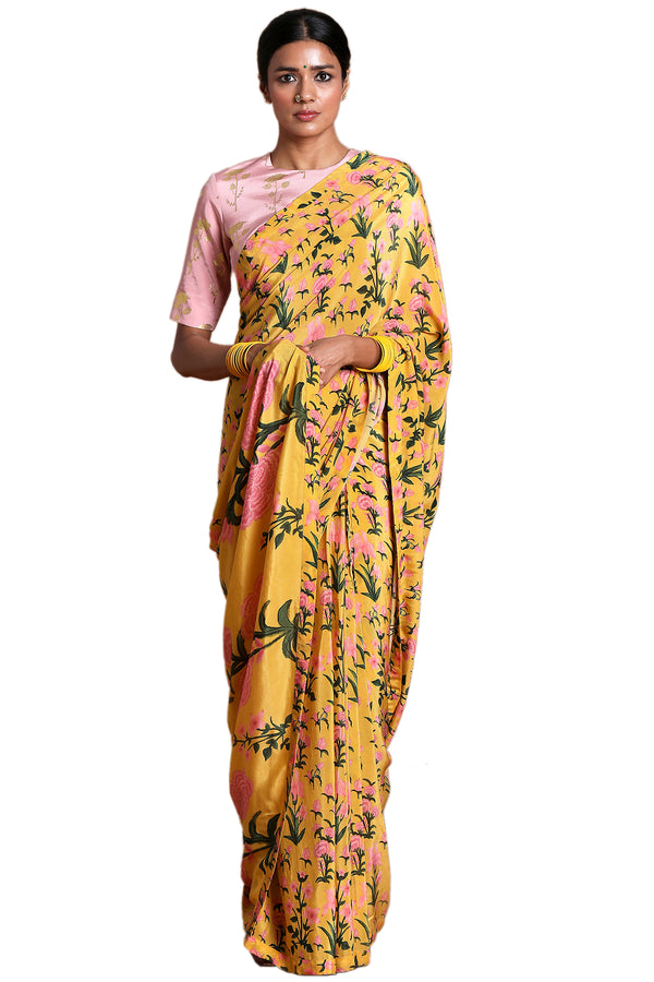 Masaba Yellow Autumn Bouquet Saree