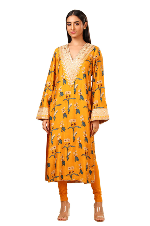 Buy Mustard Foil Print Flared Suit Online at Best Price at Global Desi-  FW22GM1952PPKH