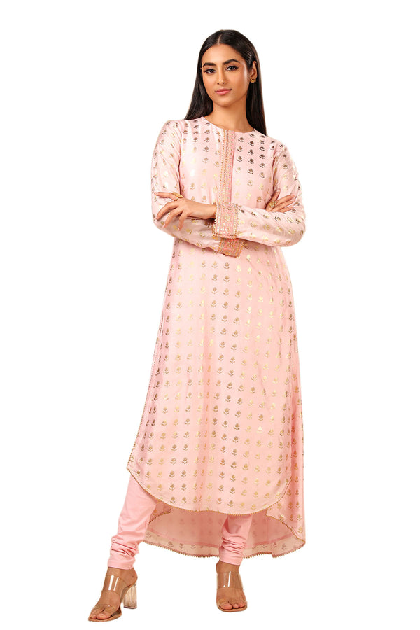 Buy Pink High Low Silk Kurta With White Embroidered Pant,designer Kurti Pant  Suit Online in India - Etsy