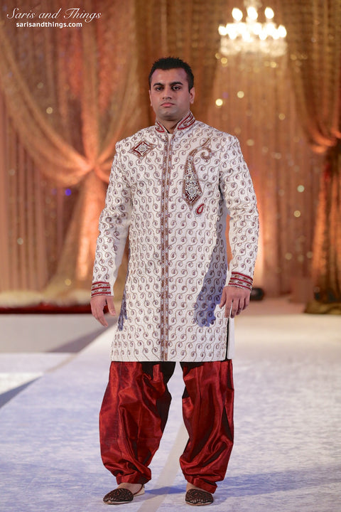 Royal White Groom's Sherwani - Size 40/42