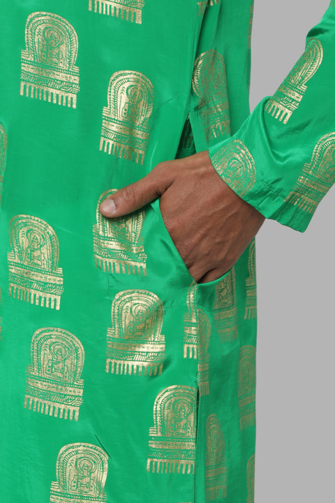 Masaba Gupta Green Comb Kurta With Ivory Pants MMW20110