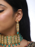 Emerald Stone Kundan Choker Necklace and Earrings Set - MRR27