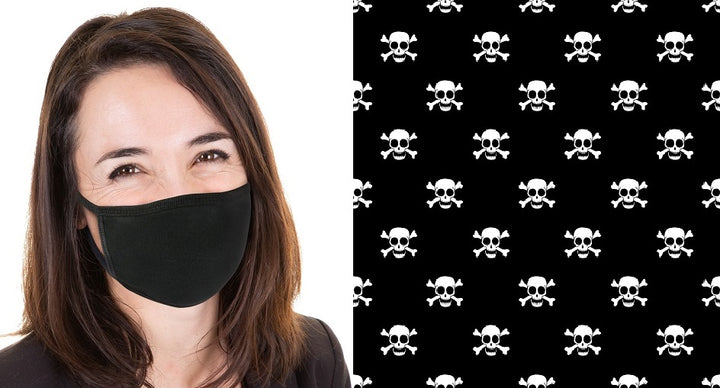 Small Skull Print Reusable Face Mask - Unisex Washable Triple Layer Breathable Cotton Fabric - Limited Supply