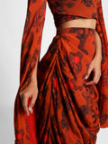 Masaba Brown Faces Wrap Top And Drape Cowl Skirt