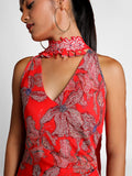 Masaba Red Wild Flower Tunic With Red Sharara And Crushed Stole