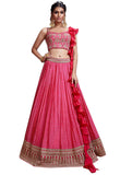 Chinon Pink Digital Print Designer Party wear Lehenga Choli Set - NM101