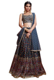 Teal Chinon Digital Print Designer Party wear Lehenga Choli Set - NM102