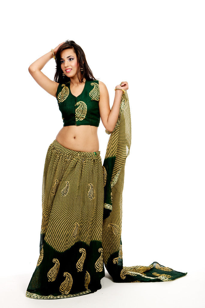 Leaf Print Navratri Chania Choli Lengha