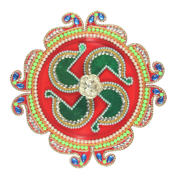 Hand-Crafted Puja Thali / Raksha Bandhan Thali Rakhi Thali with Rakhi - 1