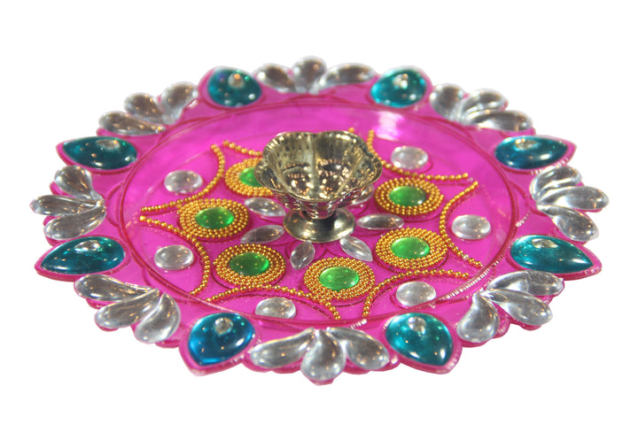 Hand-Crafted Puja Thali / Raksha Bandhan Thali Rakhi Thali with Rakhi - 5