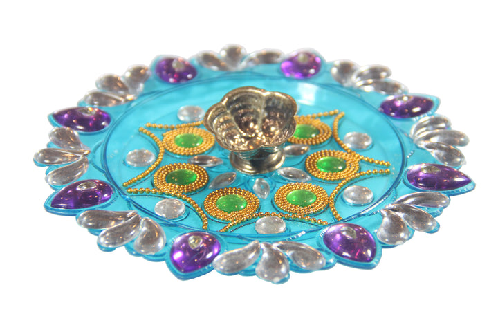 Hand-Crafted Puja Thali / Raksha Bandhan Thali Rakhi Thali with Rakhi - 7