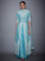 RI Ritu Kumar Aquamarine Embroidered Kurti With Dupatta And Palazzo