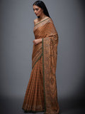 RI-Ritu-Kumar-Beige-And-Olive-Green-Paisley-Print-Saree-with-Unstitched-Blouse-Side-View1