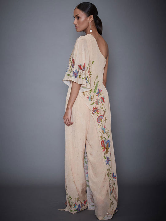 RI-Ritu-Kumar-Beige-Floral-One-Shoulder-Jumpsuit-Back