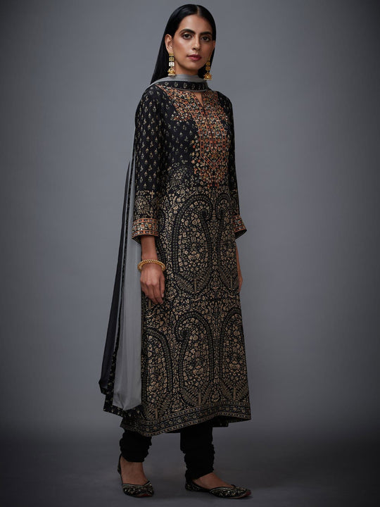 RI-Ritu-Kumar-Black-And-Beige-Embroidered-Suit-Set-Side-View2