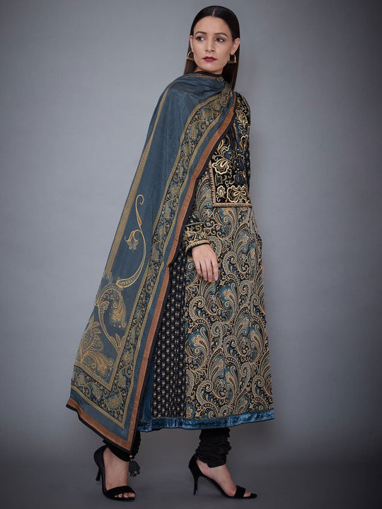 RI-Ritu-Kumar-Black-And-Beige-Embroidered-Suit-Side-View2