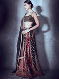 RI-Ritu-Kumar-Black-And-Burgundy-Embroidered-Lehenga-Set-Complete-View