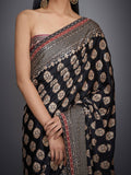 RI-Ritu-Kumar-Black-And-Burgundy-Embroidered-Saree-With-Unstitched-Blouse-Closeup
