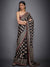 RI Ritu Kumar Black & Burgundy Embroidered Saree With Unstitched Blouse