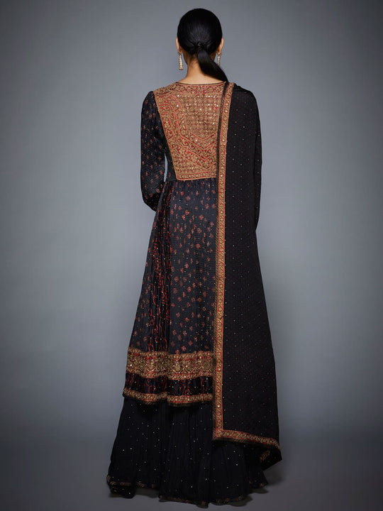 RI-Ritu-Kumar-Black-And-Burgundy-Embroidered-Suit-Set-Back