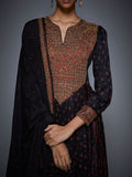 RI-Ritu-Kumar-Black-And-Burgundy-Embroidered-Suit-Set-Closeup